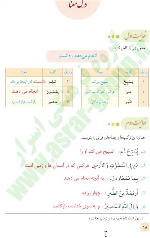 پاسخ سوالات قرآن هشتم سال تحصیلی ۱۴۰۲